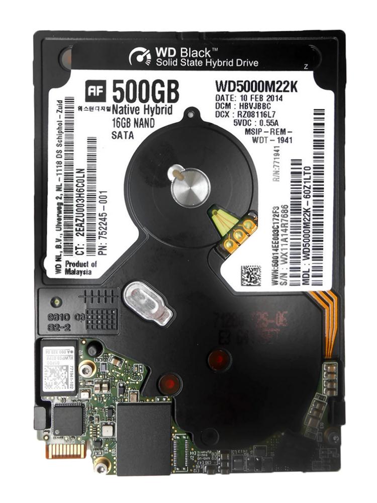 WD5000M22K-60Z1LT0 | Western Digital Black 500GB 5400RPM SATA 6Gbps 16MB Cache 16GB NAND SSD UltraSlim Internal Hybrid Hard Drive for Tablet