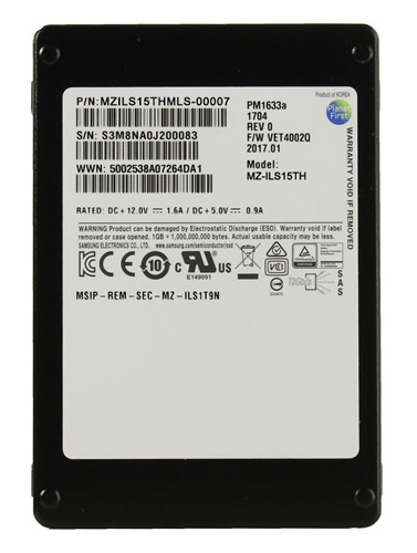 MZ-ILS15TH | Samsung PM1633A 15.36TB SAS 12Gb/s 2.5 Enterprise Solid State Drive (SSD)