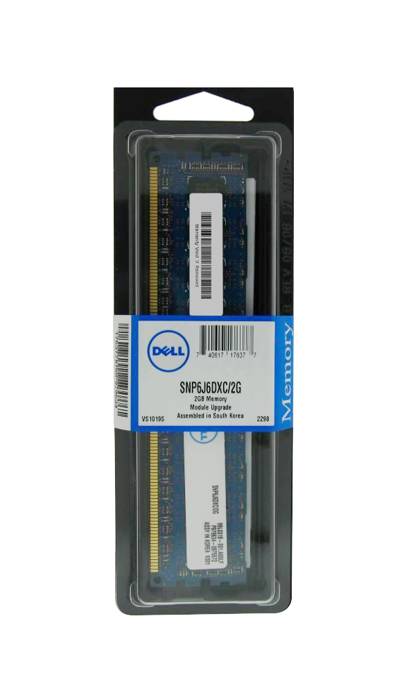 SNP6J6DXC/2G | Dell 2GB DDR3-1333MHz PC3-10600 ECC CL9 240-Pin DIMM 1.35V Low Voltage Dual Rank Memory Module