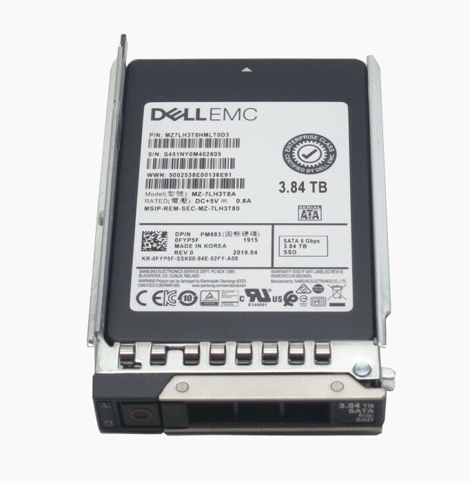 FYP5F | Dell 3.84TB Read-intensive TLC SATA 6Gb/s 2.5 Hot-pluggable Solid State Drive (SSD) PM883 for PowerEdge Server