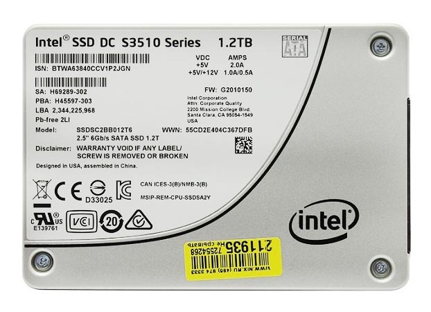 SSDSC2BB012T601 | Intel DC S3510 Series OEM 1.2TB SATA 6GB/s 16NM MLC 2.5 Solid State Drive (SSD)