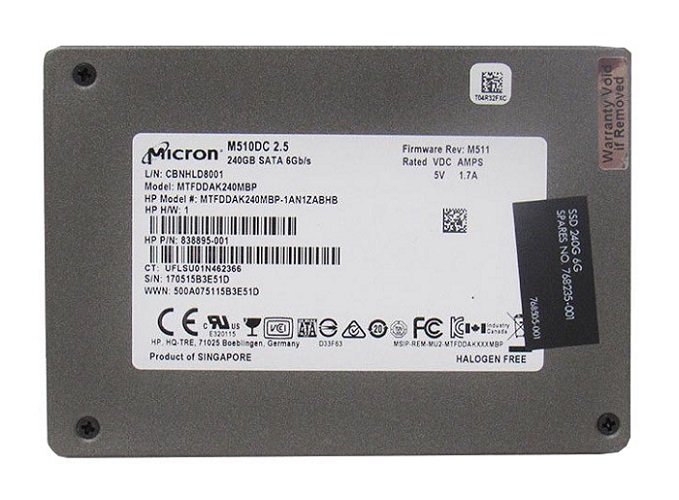 MTFDDAK240MBP-1AN1ZAB | Micron RealSSD M510DC Series 240GB SATA 6GB/s 5V 16nm MLC NAND Flash 2.5 Solid State Drive