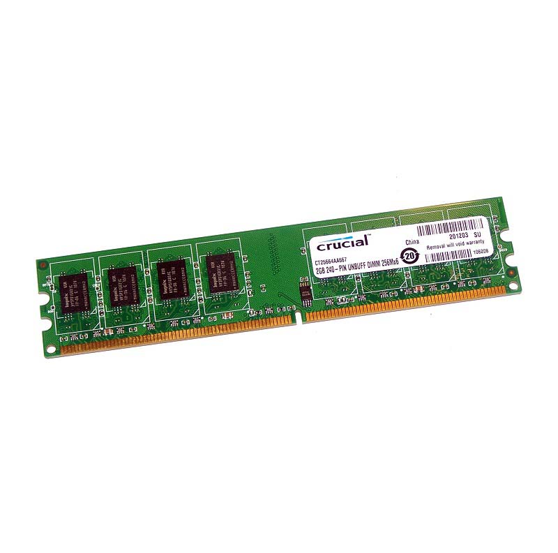 CT25664AA667.16FHZ | Crucial Technology 2GB DDR2-667MHz PC2-5300 non-ECC Unbuffered CL5 240-Pin DIMM 1.8V Dual Rank Memory Module