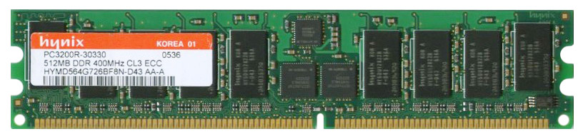 HYMD564G726BF8N-D43 | Hynix 512MB DDR-400MHz PC3200 ECC CL3 184-Pin DIMM 2.5V Memory Module