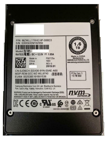 MZWLL1T6HEHP-000D3 | Samsung PM1725A 1.6TB PCI Express 3.0 X4 NVME 2.5 Internal Solid State Drive (SSD) - NEW