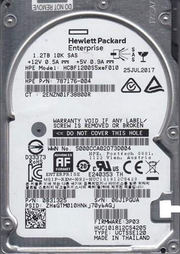 787176-004 | HPE 3PAR StoreServ 8000 1.2TB 10000RPM SAS 12Gb/s 2.5 SFF FIPS Encrypted Hard Drive - NEW