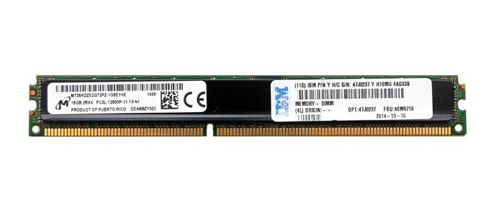 46W0718 | IBM 16GB DDR3-1600MHz PC3-12800 ECC CL11 240-Pin DIMM 1.35V Low Voltage Dual Rank Very Low Profile (VLP) Memory Module