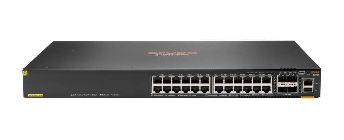 JL725-61001 | HPE Aruba 6200f 24g Class4 Poe 4SFP+ 370w Switch - Switch - 28 Ports - Managed - Rack-mountable - NEW