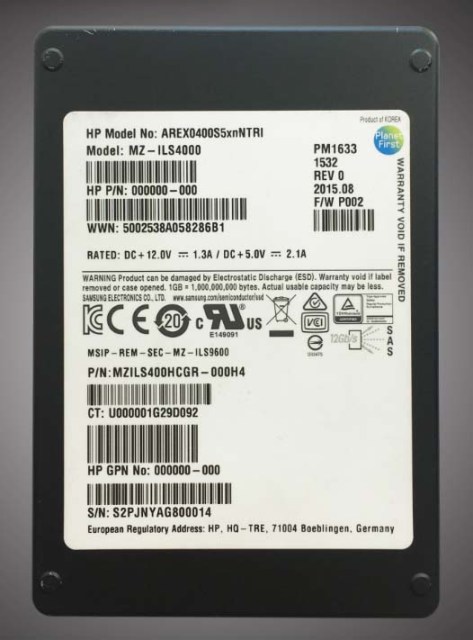 MZ-ILS4000 | Samsung 400GB MLC SAS 12Gb/s 2.5 (SFF) (MLC) MLC Solid State Drive (SSD)