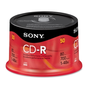 50CDQ80RS | Sony 48x CD-R Media - 700MB - 120mm - 50 Pack Spindle