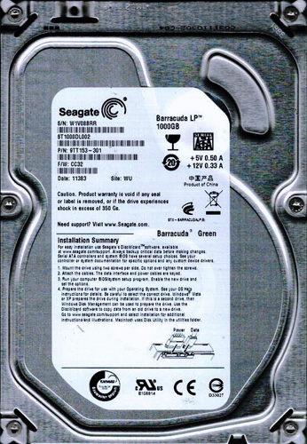 ST1000DL002 | Seagate 1TB 5900RPM SATA Gbps 3.5 32MB Cache Barracuda Hard Drive