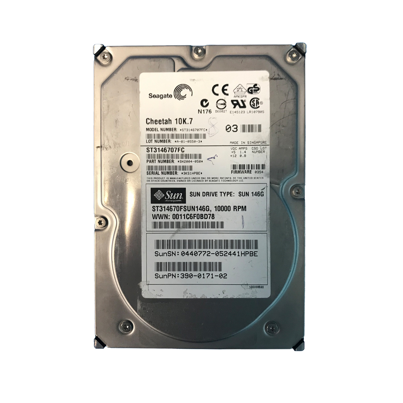 390-0171 | Sun 146GB 10000RPM Fibre Channel 3.5 Hard Drive