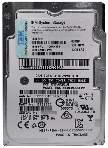 00NC597 | IBM 600GB 15000RPM SAS 12Gb/s 2.5 Hard Drive for Storwize V3500 / V3700