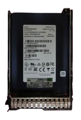 875656-001 | HPE 960GB SATA 6Gb/s Read-intensive 2.5 (SFF) Hot-pluggable SC Digitally Signed Firmware Solid State Drive (SSD)