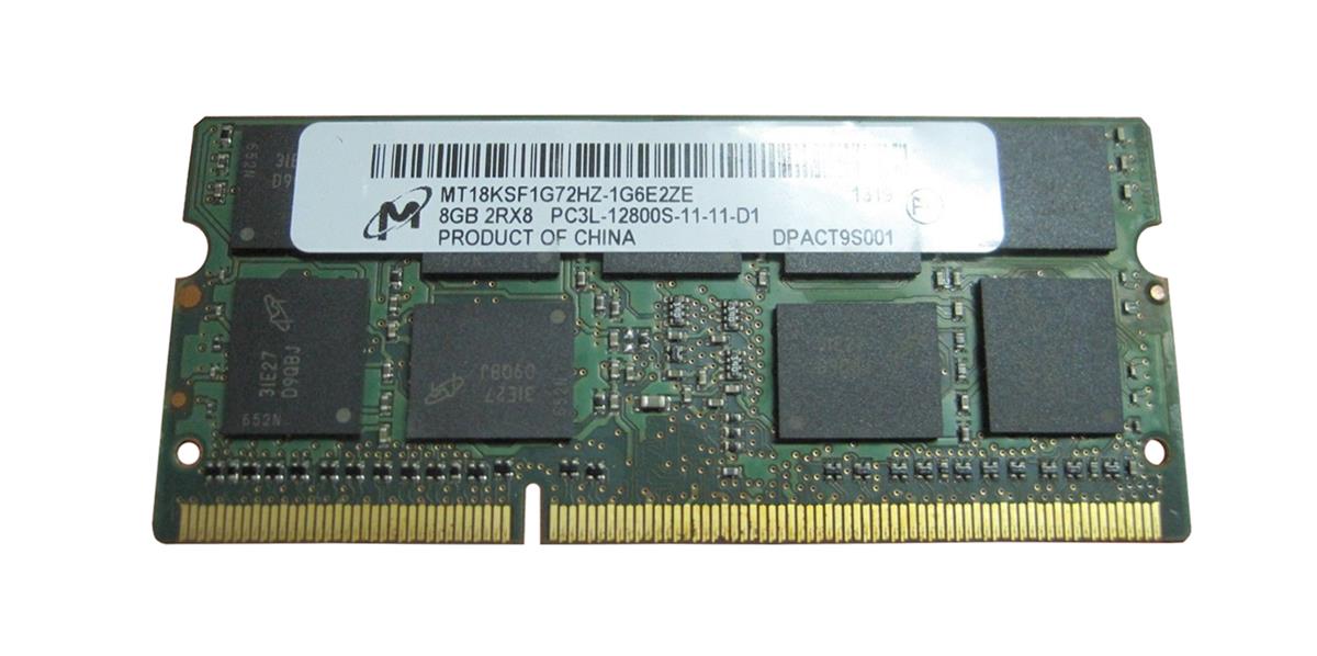 MT18KSF1G72HZ-1G6 | Micron 8GB DDR3-1600MHz PC3-12800 ECC Unbuffered CL11 204-Pin SoDimm 1.35V Low Voltage Dual Rank Memory Module