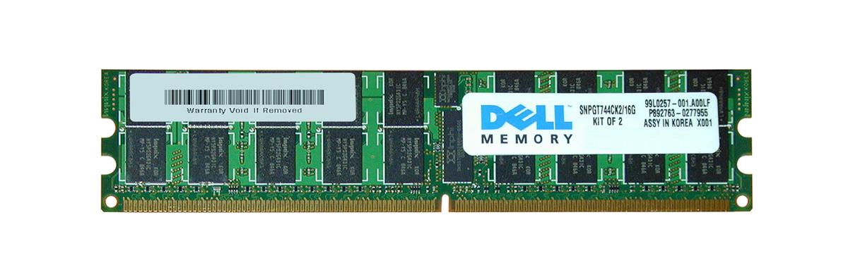 SNPGT744CK2/16G | Dell 16GB Kit (2 X 8GB) DDR2-667MHz PC2-5300 Fully Buffered CL5 240-Pin DIMM 1.8V Memory