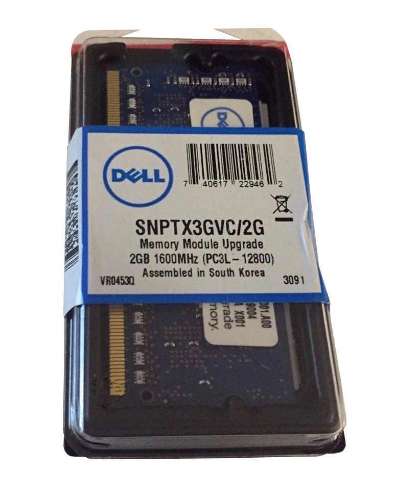 SNPTX3GVC/2G | Dell 2GB DDR3-1600MHz PC3-12800 non-ECC Unbuffered CL11 204-Pin SoDimm 1.35V Low Voltage Memory Module