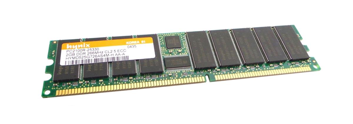 HYMD525G726AS4M-H | Hynix 2GB DDR-266MHz PC2100 ECC CL2.5 184-Pin DIMM 2.5V Memory Module