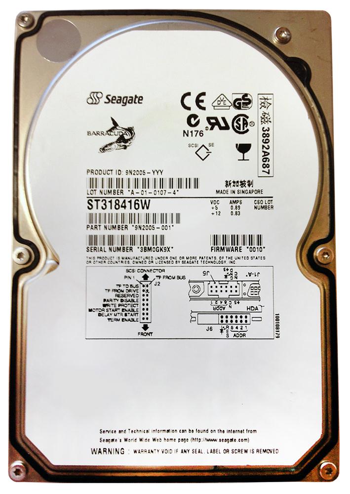 ST318416W | Seagate 18GB 7200RPM Ultra2 SCSI 3.5 2MB Cache Barracuda Hard Drive