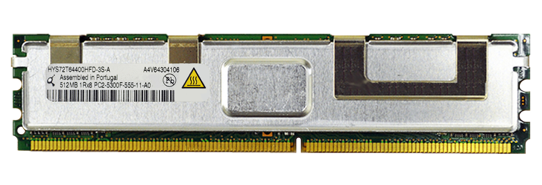 HYS72T64400HFD-3S-A | Qimonda 512MB 1RX8 PC2-5300F-555-11 Memory Module (1x512MB)