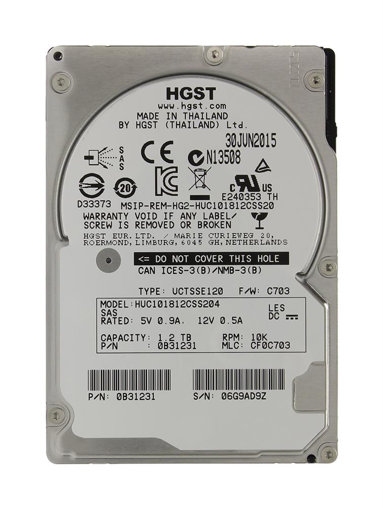 HUC101212CSS601 | Hitachi 1TB 10000RPM SAS 6 Gbps 2.5 64MB Cache Ultrastar Hard Drive