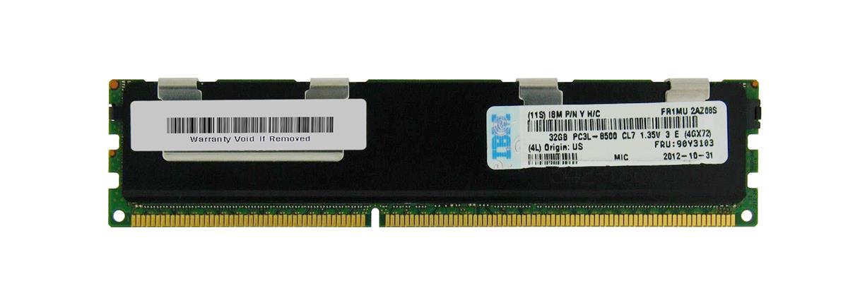 90Y3103 | IBM 32GB DDR3-1066MHz PC3-8500 ECC CL7 240-Pin DIMM 1.35V Low Voltage Quad Rank Very Low Profile (VLP) Memory Module