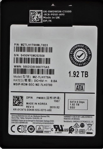 MZ-7LH1T9A | Samsung PM883 Series 1.92TB SATA 6Gb/s 2.5 Internal Enterprise Solid State Drive (SSD)