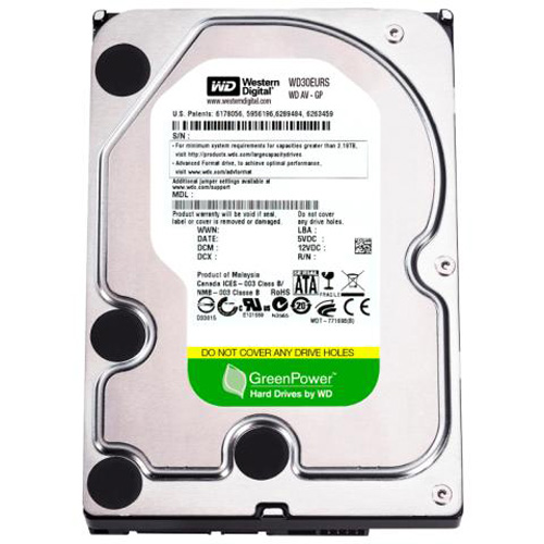 WD30EURS | WD AV-GP 3TB 7200RPM SATA 3Gb/s 64MB Cache 3.5 Internal Hard Drive