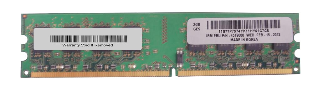 45T9080 | IBM 2GB DDR2-667MHz PC2-5300 non-ECC Unbuffered CL5 240-Pin DIMM 1.8V Memory Module