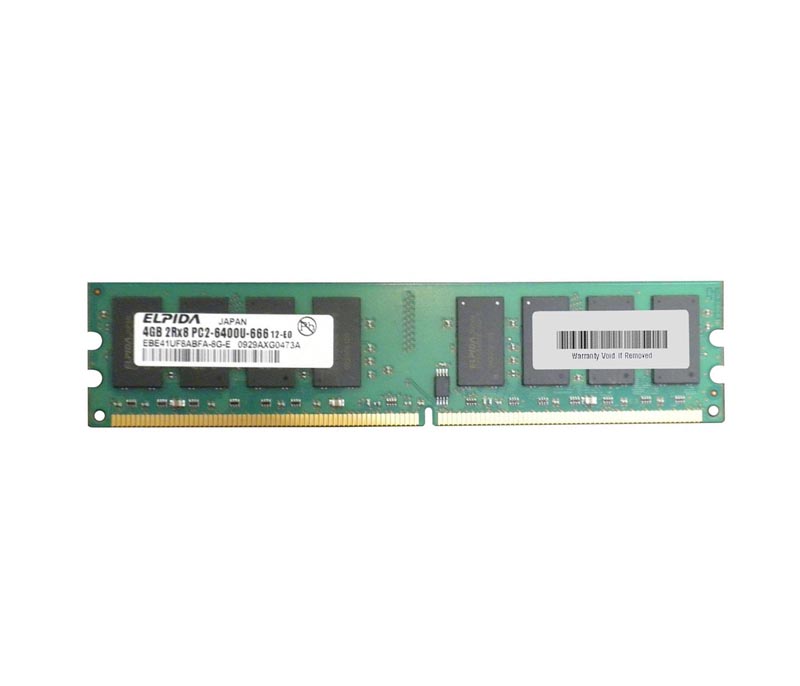 EBE41UF8ABFA-8G-E | Elpida 4GB DDR2-800MHz PC2-6400 non-ECC Unbuffered CL6 240-Pin DIMM Dual Rank Memory Module