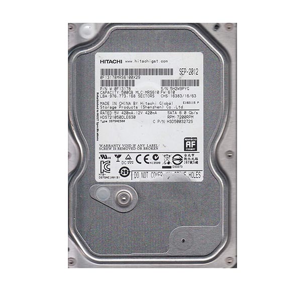 0F13178 | Hitachi DESKSTAR 7K1000.D 500GB 7200RPM 32MB Cache SATA 6GB/s 3.5 Hard Drive