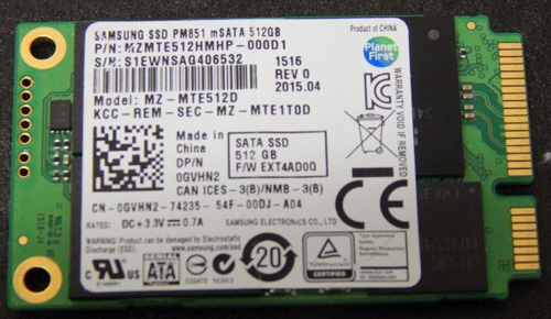 MZMTE512HMHP | Samsung PM851 Series 512GB SATA 6Gb/s MSATA Solid State Drive (SSD)