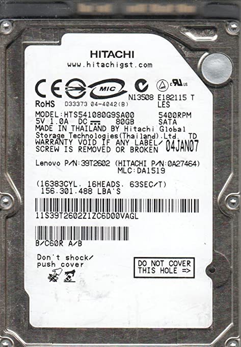 0A27464 | Hitachi 80GB 5400RPM SATA 1.5 Gbps 2.5 8MB Cache Travelstar Hard Drive