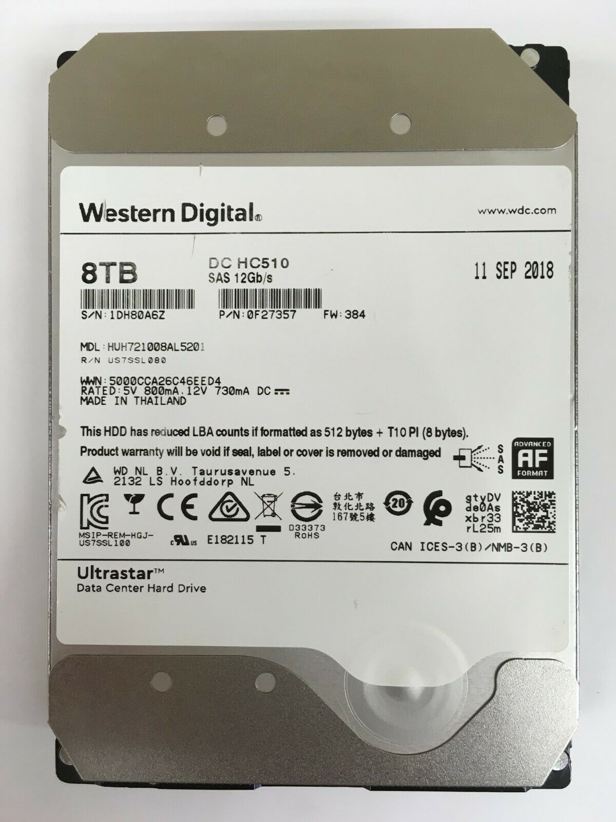 HUH721008AL5201 | Hitachi 8TB 7200RPM SAS 12 Gbps 3.5 256MB Cache Ultrastar Hard Drive