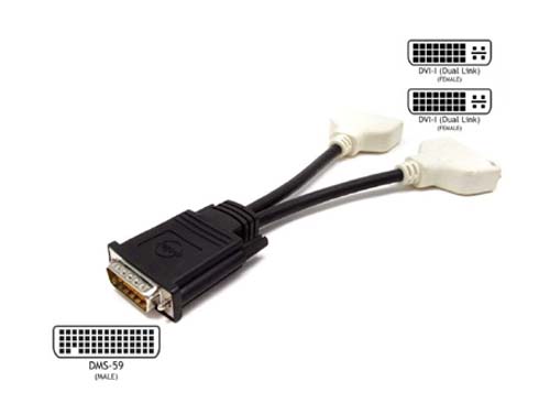 R0915 | Dell Dvi Splitter Y Cable Dms-59 Connector (1x Lfh/2x 25-pin Dvi) for Nvidia Video Cards