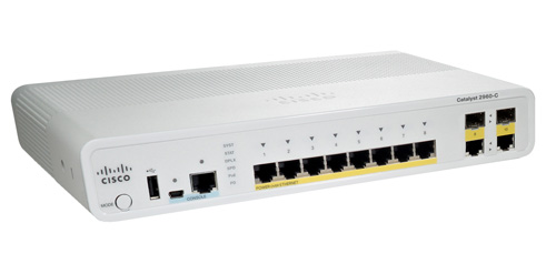 WS-C2960C-8PC-L | Cisco Catalyst Compact 2960C-8PC-L Managed Switch 8 PoE Ethernet-Ports and 2 Combo Gigabit SFP-Ports