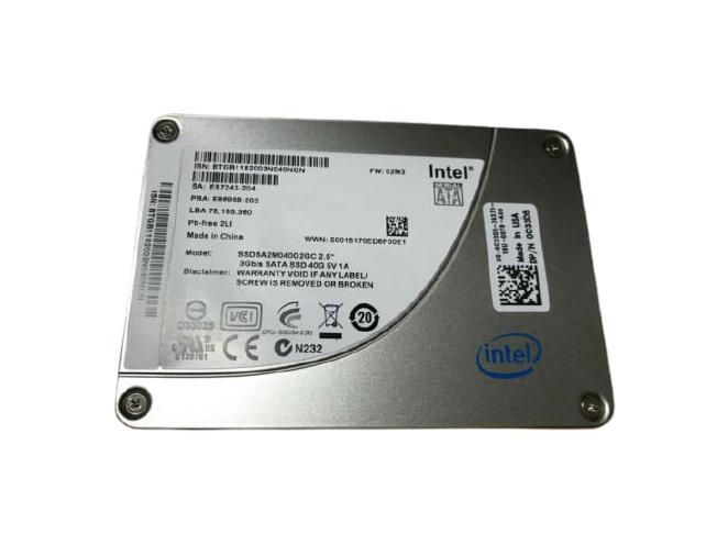 SSDSA2M040G2GC | Intel X25-V Series Solid State Drive (SSD) 40GB 3GB/s 2.5 x 7mm MLC SATA Solid State Drive (SSD)