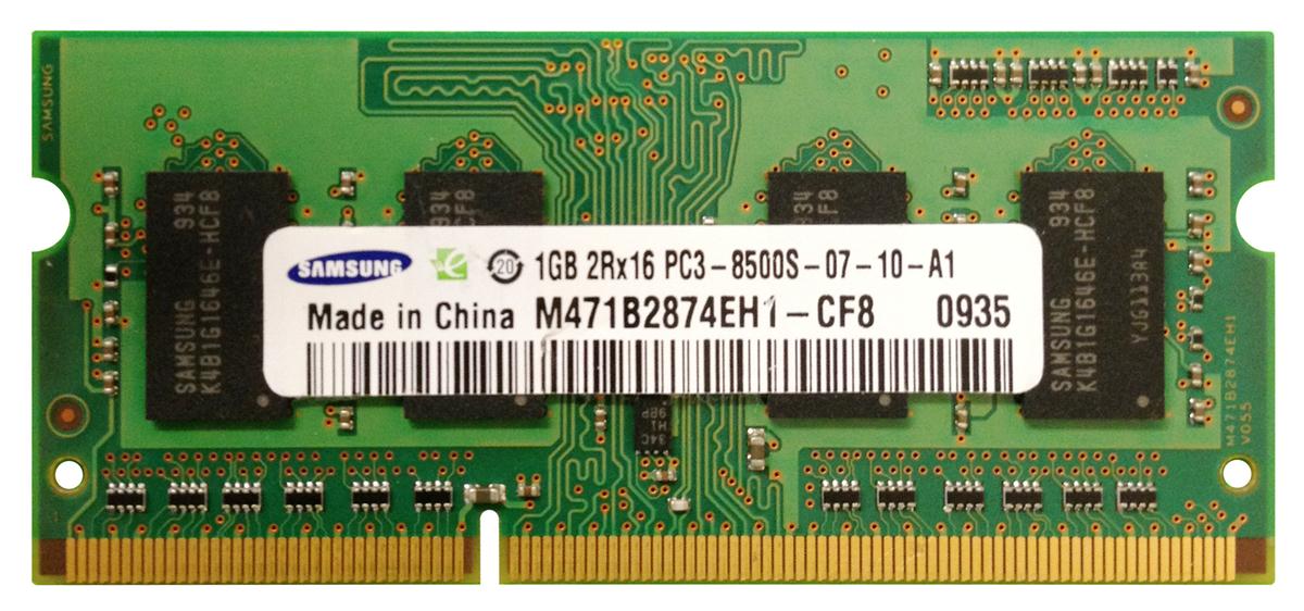 M471B2874EH1-CF8 | Samsung 1GB DDR3 SoDimm Non ECC PC3-8500 1066Mhz Memory