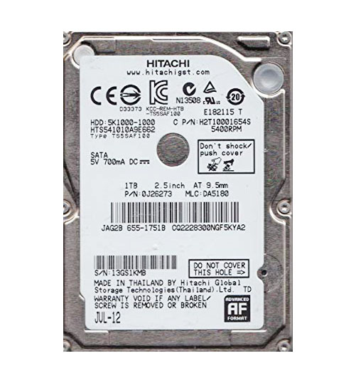 HTS541010A9E662 | Hitachi 1TB 5400RPM SATA 2.5 Internal Hard Drive