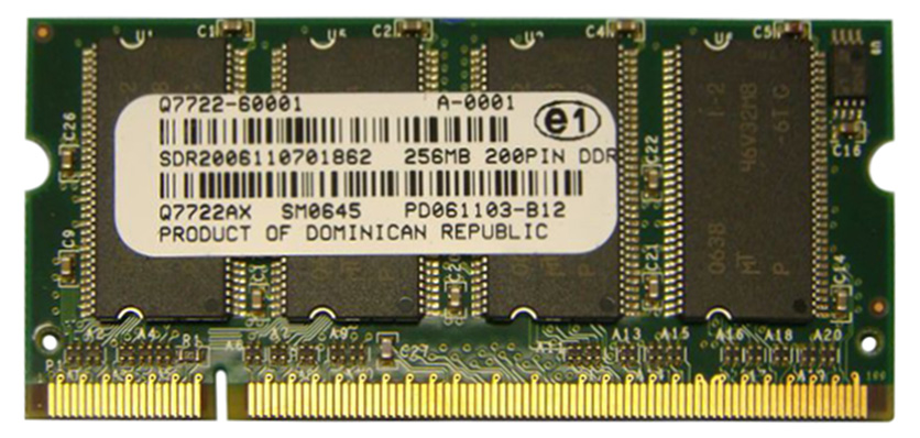 Q7722A | HP 256MB DDR-266MHz PC2100 non-ECC Unbuffered CL2.5 200-Pin SoDimm 2.5V Memory Module