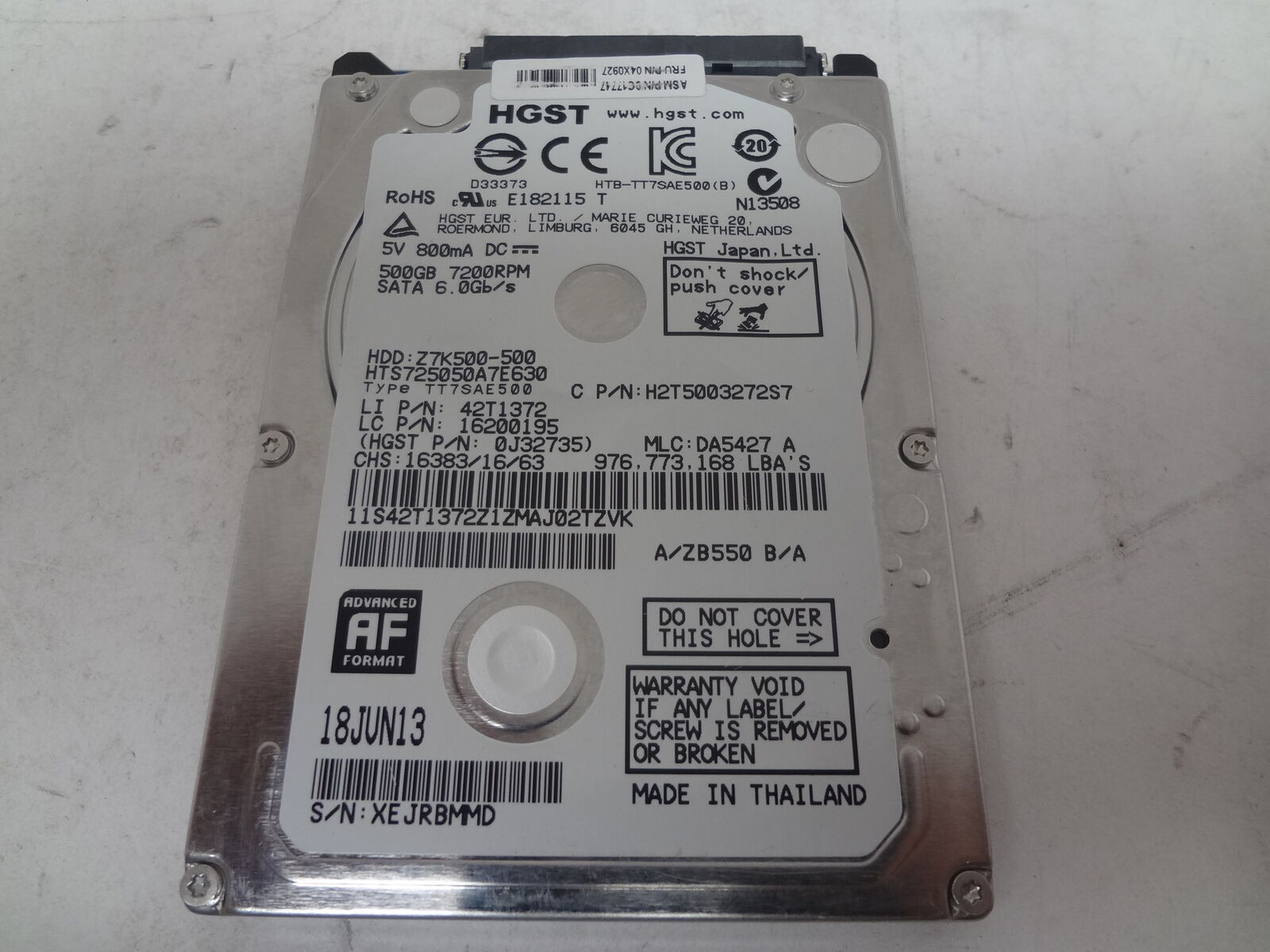 0J32735 | Hitachi 500GB 7200RPM SATA 6 Gbps 2.5 32MB Cache Hard Drive