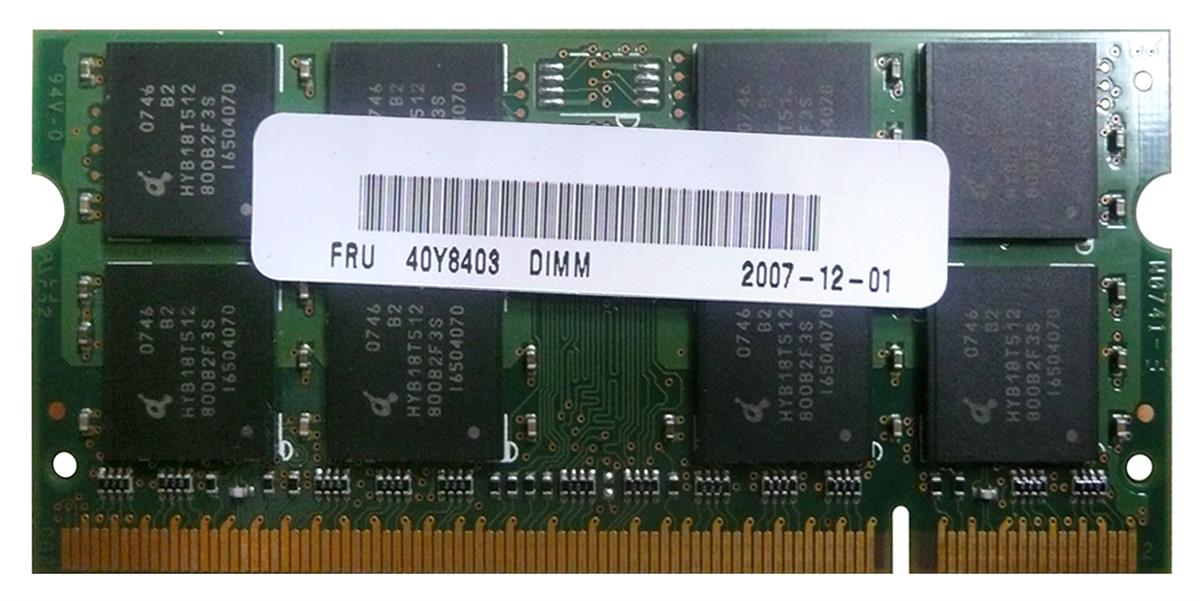 40Y8403 | IBM 1GB DDR2-667MHz PC2-5300 non-ECC Unbuffered CL5 200-Pin SoDimm 1.8V Memory Module