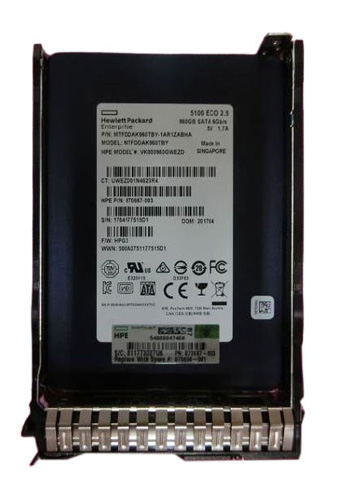 875511-B21 | HPE 960GB SATA 6Gb/s Read-intensive 2.5 (SFF) Hot-pluggable SC Digitally Signed Firmware Solid State Drive (SSD)