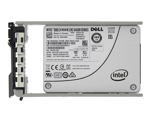 FH49G | Dell 480GB Read-intensive Triple Level-Cell (TLC) SATA 6Gb/s 2.5 Hot-pluggable DC S4500 Series SSD for PowerEdge Server