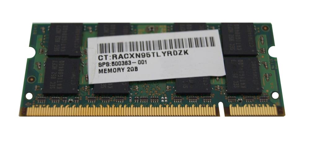 500363-001 | HP 2GB DDR2-800MHz PC2-6400 non-ECC Unbuffered CL6 240-Pin DIMM 1.8V Memory Module