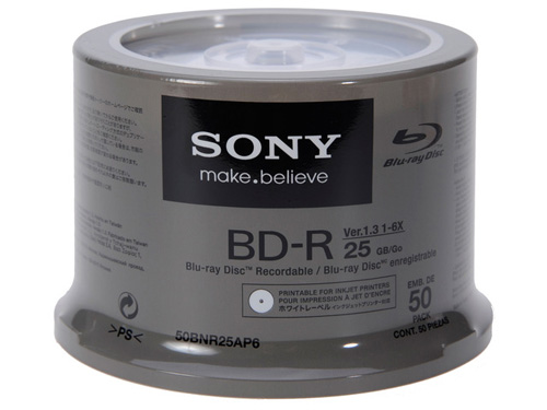 50BNR25AP6 | Sony BNR25A 6x BD-R Media - 25GB - 120mm Standard - 50 Pack Jewel Case