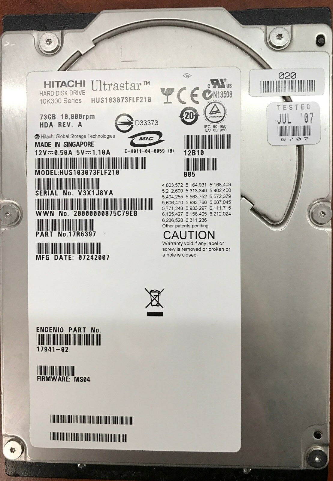 0B22389 | Hitachi 73GB 10000RPM SAS 3 Gbps 2.5 16MB Cache Hard Drive