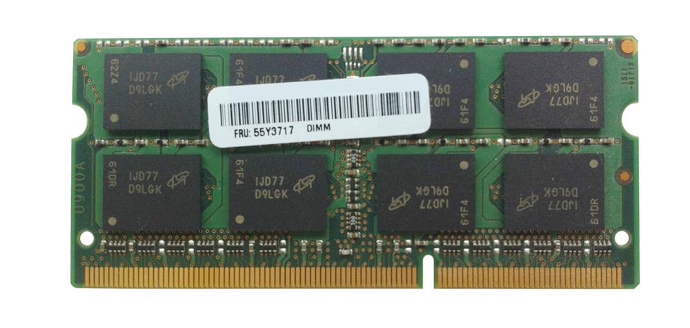 55Y3717 | Lenovo 4GB DDR3-1333MHz PC3-10600 non-ECC Unbuffered CL9 204-Pin SoDimm 1.35V Low Voltage Memory Module