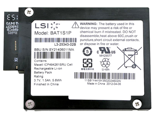 BAT1S1P | LSI LSI-IBBU08 MegaRIAD 3.7V 1.59AH 5.6WH Battery Backup Unit for LSI 9260, 9261, and 9280 Series Controllers