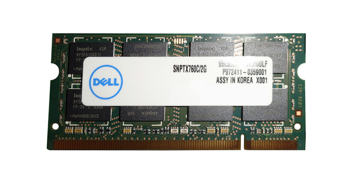 SNPTX760C/2G | Dell 2GB DDR2-800MHz PC2-6400 non-ECC Unbuffered CL6 200-Pin SoDimm 1.8V Memory Module